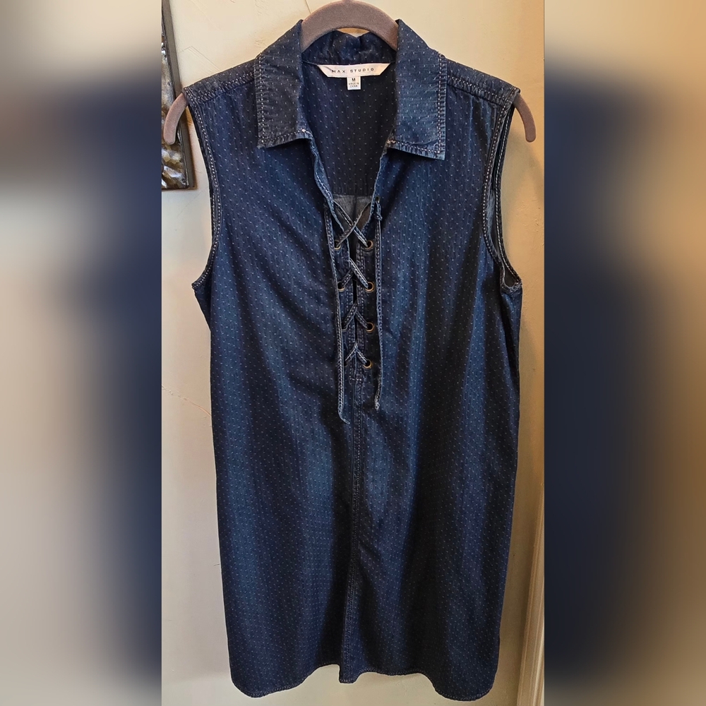 Max Studio Blue Eyelet Dress Medium